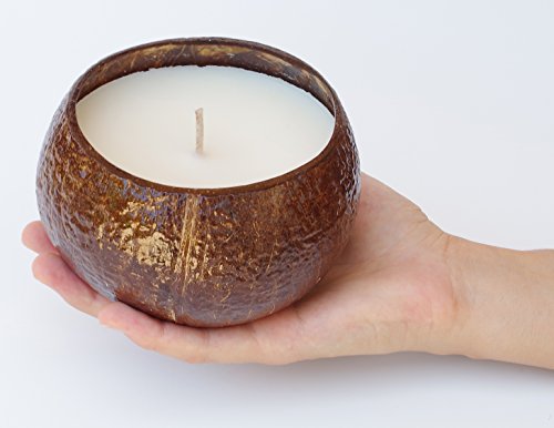 Hawaiian Candle & Bath – Coconut Scented Soy Candle in Real Coconut Shell, 16oz, Hand Poured - Thumbnail 2