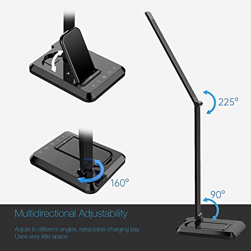 Fugetek LED Desk Office Lamp with Wireless Charger & USB Charging Port