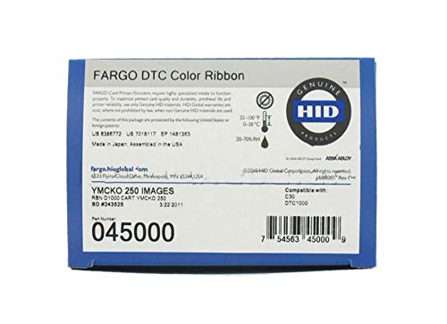 Genuine Fargo YMCKO 250 Image Full Colour Ribbon P/N 45000 045000 INFOCUS ID