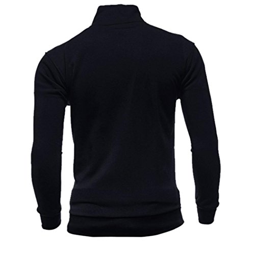 Men Fall Winter Casual Sports Cardigan Zipper Sweatshirt Jacket Coat (Black, M)