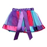 Rainbow Tutu Dance Skirt GoFriend Baby Girl Kids layered Tiered Ribbon Petticoat Dress Ballet Clubwear (M, 2-4 years, Color 1)