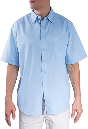 Dress Shirts For Men | Casual Short Sleeve Button Down Classic Fit Oxford Shirt (Light Blue,X-Large)