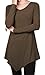 [DRSKIN] Women Handkerchief Hem Long Sleeve Tunic Top (XL, Mocha)