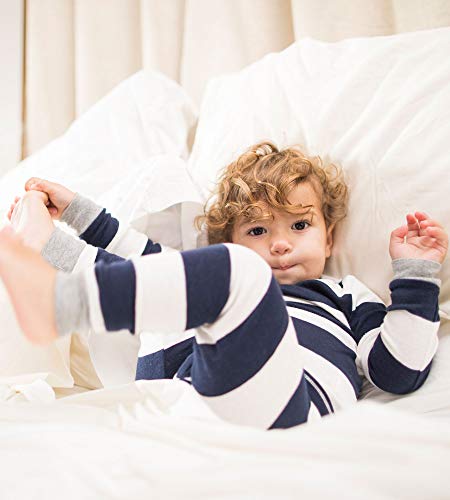 Burt's Bees Baby Baby Little Kids Pajamas, Tee and Pant 2-Piece PJ Set, 100% Organic Cotton, Blue Watercolor Chevron, 6 Years - Thumbnail 3