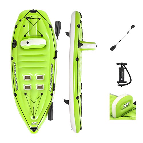 Bestway Hydro-Force Aufblasbares Kajak | Koracle Schlauchboot Komplettset zum Angeln mit Handpumpe, Paddel und Aufbewahrungstasche, 1 Person Kapazität, mehrere Stile