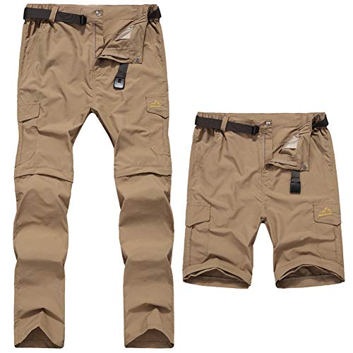 YAXuan Men's Pants, Quick Dry Mens UV Protection Zip Off Convertible Walking Hiking Trousers for Mountaineering,3,XXXL