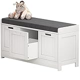 HOMEFORT Storage Bench with 2 Cabinets and 1