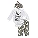 FEITONG Newborn Infant Baby Boy's Print Romper Tops+Long Pants +Hat (6-12 Months) White