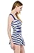 MiYang Women's Swimwear One Piece Slimming Skirt Tummy Control Swimdress Bathing Suit Navy Striped Large US 12-14