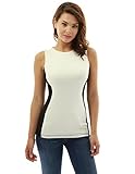 PattyBoutik Women’s Color Block Sleeveless Blouse (Ivory and Black M)