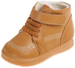 HLT Toddler/Little Kid Boy Comfy Fur Lining Decorative Shoe Lace Light Brown Squeaky Low Boot [US 7 / EU 23]