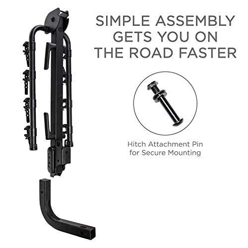 RaxGo Premium Hitch Mounted 4 - Bike Rack Carrier, Sturdy Bicycle Swing Away Rack – Fits 2” Receiver – Folding Design, Tilt Handle for Extra Convenience – Transports Up To 132 Lbs. – Easy Assembly - Thumbnail 3