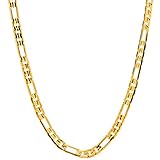Lifetime Jewelry Gold Necklace for Women & Men [ 4mm Figaro Chain ] 20X More Real 24k Plating Than Other Necklace Chains - Premium Fashion Jewellery with Free Lifetime Replacement Guarantee 16