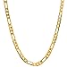 Lifetime Jewelry Figaro Chain 4MM Necklace, 24K Gold Over Bronze, Guaranteed for Life, 16-36 Inches