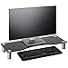 VonHaus 05/081 Large Curved Glass Monitor Stand - Adjustable Height Multiple Screen Riser for PC Monitors, Computers, Laptops & TVs - 27.5 x 9.5 inches - Black