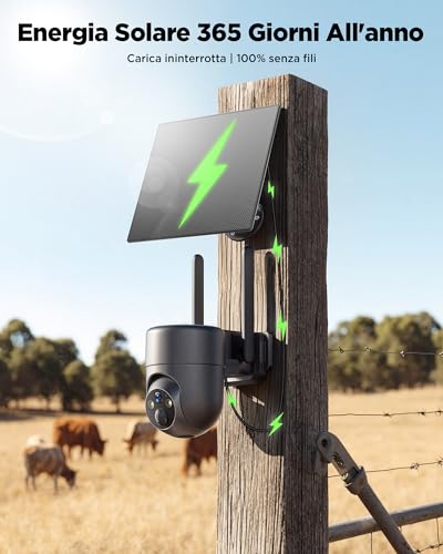 NUASI 4G LTE Outdoor Solar Camera with Wireless SIM, 2K Solar Panel and Battery, 360° PTZ, Color Night Vision, PIR Detection, Two-Way Audio, IP66, No WiFi