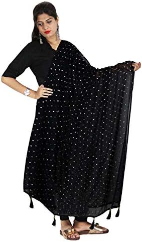 StylobScarf Chunni Stole Golden Work Dupatta Sarong With Tassel Neck Wrap Hijab Veil Shawl For Her