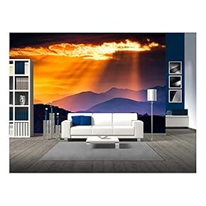 Colorful Autumn Sunrise Over The Smoky Mountains - Removable Wall Mural | Self-Adhesive Large Wallpaper - 66x96 inches