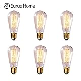 Eurus Home ST64 60W Vintage Antique Edison Style Incandescent Clear Glass Light Lamp Bulb (6 Pack)