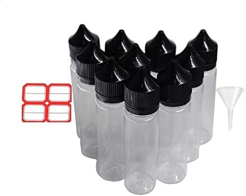 60ml E Liquid Ejuice Eliquid Dropper Bottles Transparent Squeezable Empty Unicorn PET Plastic with Funnel Pack of 30