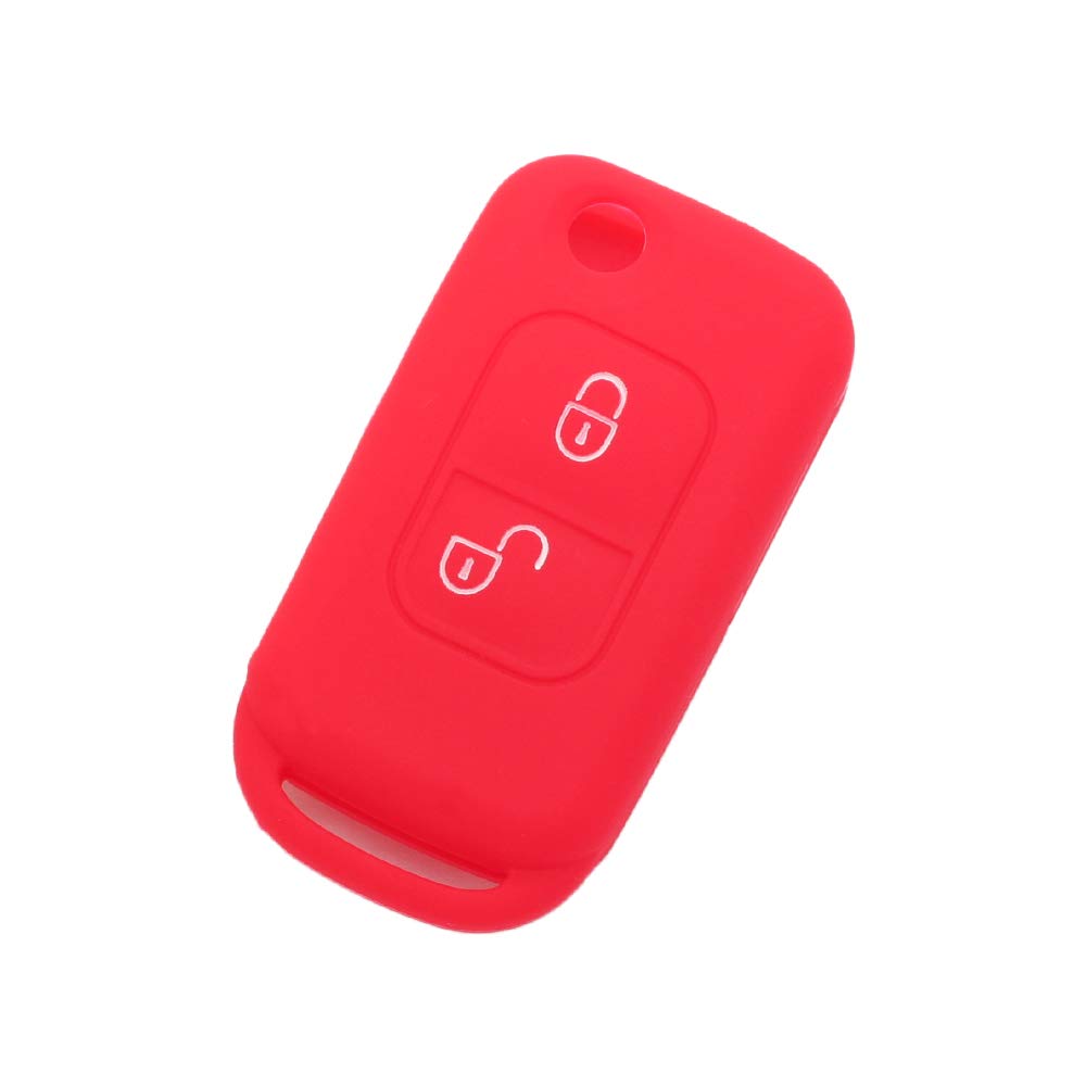 BROVACS Silicone Cover Protector Case Holder Skin Jacket Compatible with MERCEDES BENZ 2 Button Flip Remote Key Fob CV9952 Red
