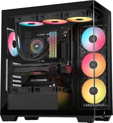 3500X RS-R ARGB Panoramaglas Mid-Tower-PC-Gehäuse – 3 x RS120-R ARGB-Lüfter Inklusive, Platz für bis zu 10 x 120-mm-Lüfter, Kompatibel mit Motherboards mit Rückseitigem Anschluss – Schwarz
