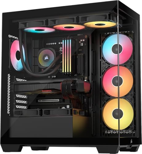 3500X RS-R ARGB Panoramaglas Mid-Tower-PC-Gehäuse – 3 x RS120-R ARGB-Lüfter Inklusive, Platz für bis zu 10 x 120-mm-Lüfter, Kompatibel mit Motherboards mit Rückseitigem Anschluss – Schwarz