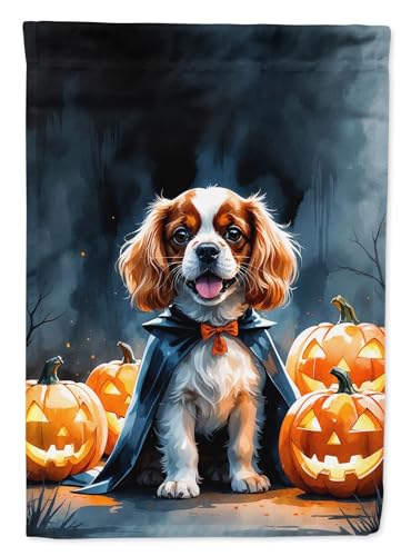 Caroline's Treasures Cavalier Spaniel Puppy Halloween House Flag Large Porch Sl…