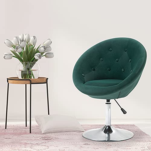Modern Makeup Vanity Chair Round Tufted Swivel Accent Chair with