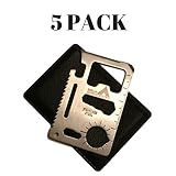 Ninja Outdoorsman 11 in 1 Stainless Steel Credit Card Pocket Sized Survival Multi Tool (5 Pack)