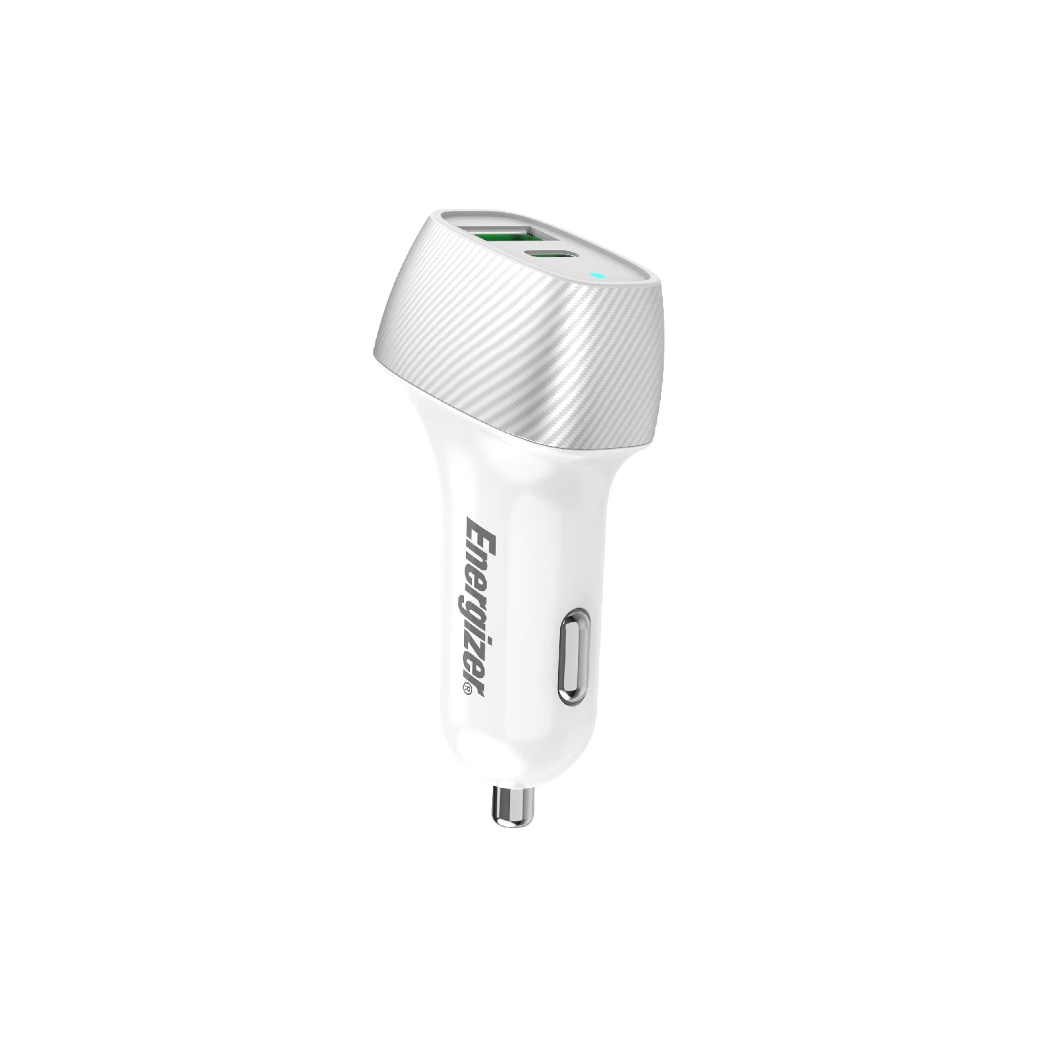 ENERGIZER - Car Charger 38 W - 1 USB-C Port & 1 USB-A Port - Cigarette Lighter Charger - Carbon Design - Silver D38