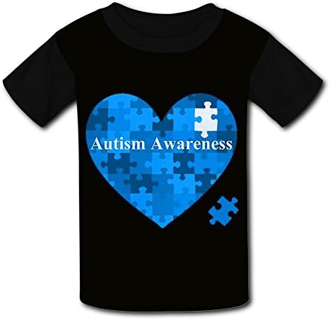 qingqingdel Autism Awareness Heart 3D Custom T Shirts Short Sleeve Tee for Youth Kids Boys Girls