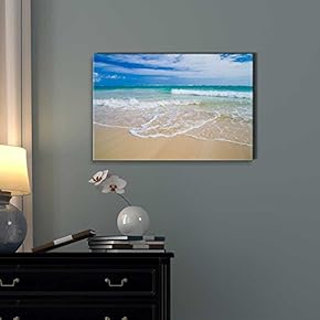 Canvas Prints Wall Art - Romantic Scene of Sea Waves on The Tropical Hawaii Beach | Modern Wall Decor/Home Decoration Stretched Gallery Canvas Wrap Giclee Print. Ready to Hang - 12" x 18"