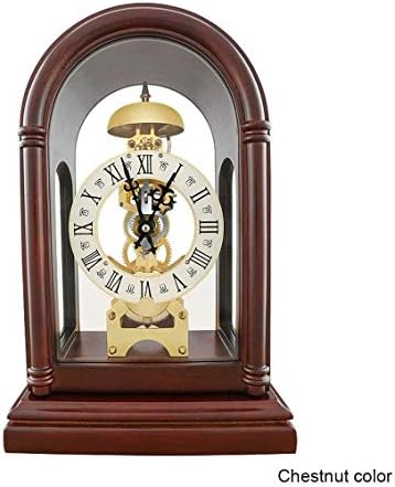機械マンテル時計 ローマ数字木製の歯車時計アンティークアラームアーチクォーツクラシックサイレント立ち