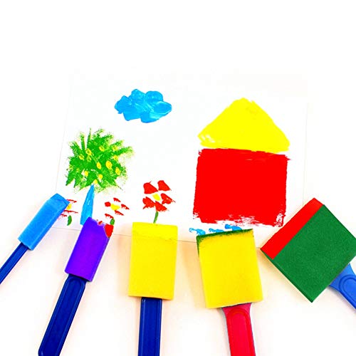 YZNlife 52 pcs Sponge Paint Brushes Kits Painting Brushes Tool Kit for Kids Early DIY Learning Include Foam Brushes,Pattern Brushes Set,Waterproof Apron, etc.