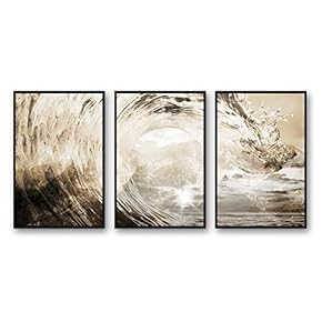 Framed Art for Living Room Bedroom Golden Waves...