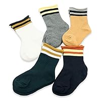 Baby Socks -5 Pairs Toddler Socks Baby Boys and Girls Socks Kids Socks Cotton Crew Socks (M(3-5Y), Multicolor)