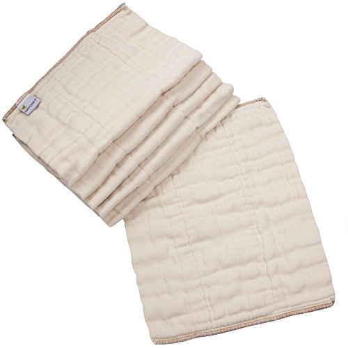 OsoCozy 6 Piece Organic Cotton Prefolds Natural/Infant 4 x 8 x 4 (7-15 lbs)