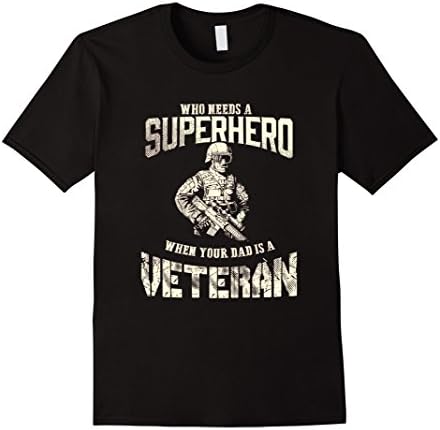 Mens Super Dad Veteran Superhero T-Shirt Shirt XL Black