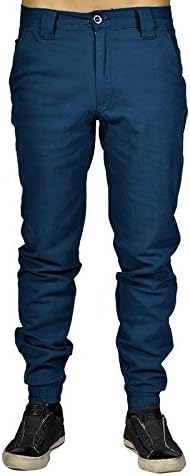 ARSNL Men's Chino Zip Fly Button Jogger Navy Pants