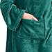 Tirrinia Wearable Blanket with Sleeves and Pocket, Lounging Super Soft Comfy Microplush Adults Wearable Throw Body Robe for Women and Men, 53''X 71'' Emerald Green