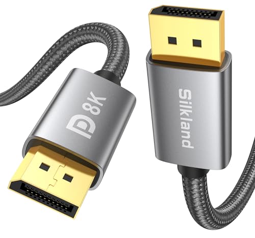 Silkland 8K Cable DisplayPort 1.4 [Certificado VESA], Display Port 2M, [4K@144Hz 120Hz, 2K@240Hz, 8K@60Hz], 32.4Gbps HBR3 DSC 1.2, Cable DP 1.4, Soporta HDR HDCP2.2 FreeSync&G-Sync monitor para juegos