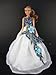 White Gown with Large Blue Applique Flowers Made to Fit the Barbie Doll
