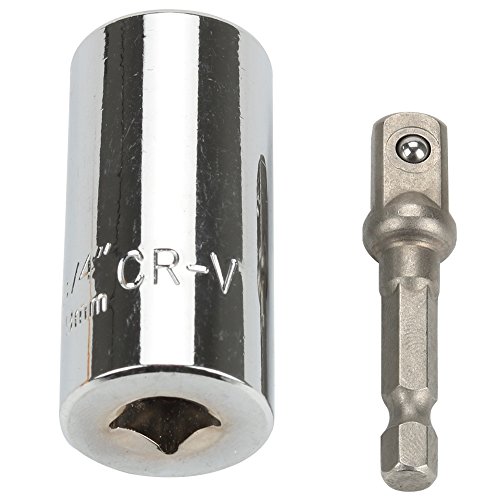 Breynet Universal Socket Wrench Set, Multi-function 7mm to 19 mm Sockets Ratchet Metric Wrench Power Drill Adapter Universal Professional Repair Tools (silver)