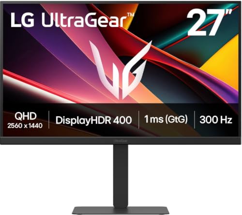 LG Ultragear™ 27G640A-B.AEUQ (27 Zoll) WQHD IPS Gaming-Monitor, 300Hz, AMD FreeSync™ Premium, DisplayHDR 400, 2X HDMI 2.1, Schwarz