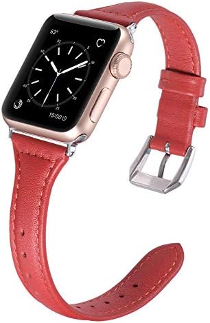 Karei Leather Bands Compatible Apple Watch Band 38mm 40mm 42mm 44mm, Retro Top Grain Genuine Leather Replacement Strap Stainless Steel Clasp iWatch Series 4 3 2 1, Sport, Edition