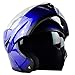 ILM Motorcycle Helmets Modular Dual Visor Flip-up Full Face Street Bike Racing Helmet DOT 5 Colors Model 808 (XL, Blue)