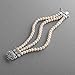 Mariell Genuine Freshwater Pearl 3-Strand Bridal Wedding Bracelet with CZ Safety Clasp, Birthday Gift