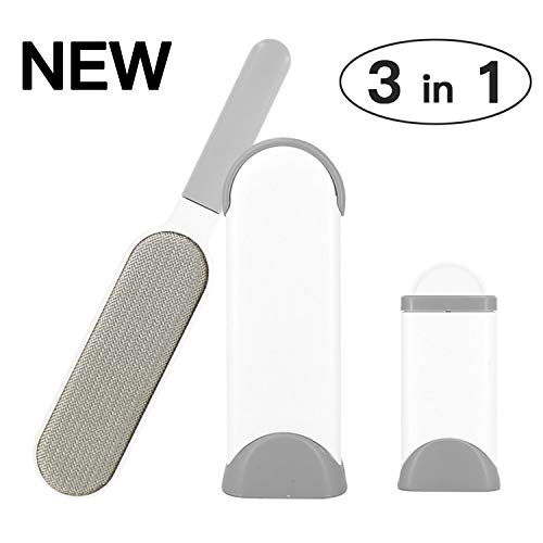 New Pet Hair Remover, Reusable Double-Side Lint Brush, Fur & Dust Removal Tool Kit with Self-Cleaning Base, Dog & Cat Pet Hair Remover Set Perfect for Clothes, Furniture and Carpet, Bed