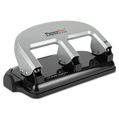 40-Sheet Capacity ProPunch Three-Hole Punch, Rubber Base, Black/Silver, Sold as 1 Each